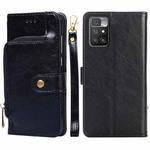 For Xiaomi Redmi 10 Zipper Bag Horizontal Flip Leather Phone Case with Holder & Card Slots & Lanyard(Black)