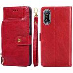 For Xiaomi Redmi K40 Gaming Zipper Bag Horizontal Flip Leather Phone Case with Holder & Card Slots & Lanyard(Red)