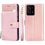 For Xiaomi Mix 4 Zipper Bag Horizontal Flip Leather Phone Case with Holder & Card Slots & Lanyard(Rose Gold)