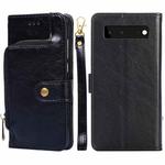 For Google Pixel 6 Zipper Bag Horizontal Flip Leather Phone Case with Holder & Card Slots & Lanyard(Black)