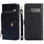 For Google Pixel 6 Pro Zipper Bag Horizontal Flip Leather Phone Case with Holder & Card Slots & Lanyard(Black)