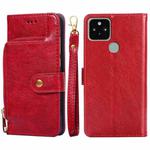 For Google Pixel 5 Zipper Bag Horizontal Flip Leather Phone Case with Holder & Card Slots & Lanyard(Red)