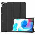 For OPPO Realme Pad 10.4 Custer Solid Color Horizontal Flip Tablet Leather Case with 3-Fold Holder(Black)