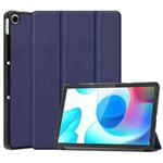 For OPPO Realme Pad 10.4 Custer Solid Color Horizontal Flip Tablet Leather Case with 3-Fold Holder(Dark Blue)