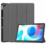 For OPPO Realme Pad 10.4 Custer Solid Color Horizontal Flip Tablet Leather Case with 3-Fold Holder(Grey)