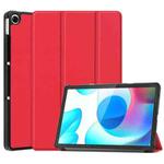 For OPPO Realme Pad 10.4 Custer Solid Color Horizontal Flip Tablet Leather Case with 3-Fold Holder(Red)