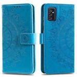 For Samsung Galaxy M52 5G Totem Flower Embossed Horizontal Flip Phone Leather Case with Holder & Card Slots & Wallet(Blue)