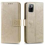 For Xiaomi Poco X3 GT Totem Flower Embossed Horizontal Flip Phone Leather Case with Holder & Card Slots & Wallet(Gold)