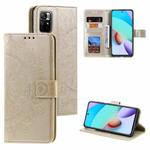 For Xiaomi Redmi Note 11 Totem Flower Embossed Horizontal Flip Phone Leather Case with Holder & Card Slots & Wallet(Gold)