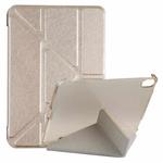 For iPad mini 6 Silk Texture Horizontal Deformation Flip Tablet Leather Case with Holder(Gold)