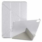 For iPad mini 6 Silk Texture Horizontal Deformation Flip Tablet Leather Case with Holder(Silver)