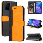 For Xiaomi 11T / 11T Pro Stitching-Color Horizontal Flip Leather Phone Case with Holder & Card Slots & Photo Frame(Orange)