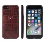 For iPhone 7 / 8 Crocodile Texture TPU + Leather Protective Case with Card Slot(Brown)
