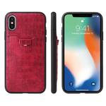 For iPhone X / XS Crocodile Texture TPU + Leather Protective Case with Card Slot(Red)