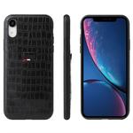 For iPhone XR Crocodile Texture TPU + Leather Protective Case with Card Slot(Black)