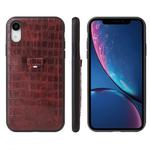 For iPhone XR Crocodile Texture TPU + Leather Protective Case with Card Slot(Brown)
