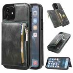 For iPhone 11 Zipper Wallet Bag PU Back Cover Shockrpoof Phone Case with Holder & Card Slots & Wallet (Green)