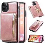 For iPhone 11 Pro Zipper Wallet Bag PU Back Cover Shockrpoof Phone Case with Holder & Card Slots & Wallet (Pink)