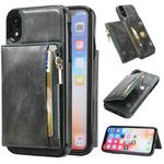For iPhone XR Zipper Wallet Bag PU Back Cover Shockrpoof Phone Case with Holder & Card Slots & Wallet For iPhone  XR(Green)