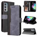 For Motorola Edge 20 Stitching-Color Horizontal Flip Leather Phone Case with Holder & Card Slots & Photo Frame(Gray)