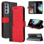 For Motorola Edge 20 Stitching-Color Horizontal Flip Leather Phone Case with Holder & Card Slots & Photo Frame(Red)