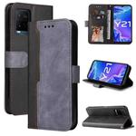For vivo Y21 / Y21s / Y33s Stitching-Color Horizontal Flip Leather Phone Case with Holder & Card Slots & Photo Frame(Gray)