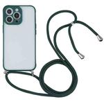 Candy Transparent Phone Case with Lanyard For iPhone 13 Pro Max(Dark Green)