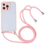 Candy Transparent Phone Case with Lanyard For iPhone 13 Pro(Pink)