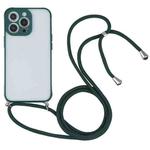 Candy Transparent Phone Case with Lanyard For iPhone 12 Pro(Dark Green)