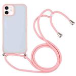 Candy Transparent Phone Case with Lanyard For iPhone 12 mini(Pink)