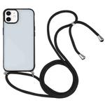Candy Transparent Phone Case with Lanyard For iPhone 12 mini(Black)