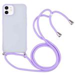 Candy Transparent Phone Case with Lanyard For iPhone 12 mini(Purple)
