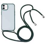 Candy Transparent Phone Case with Lanyard For iPhone 12(Dark Green)