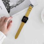 Oil Edge Bright Surface Leather Watch Band For Apple Watch Ultra 49mm / Series 8&7 45mm / SE 2&6&SE&5&4 44mm / 3&2&1 42mm(Yellow)