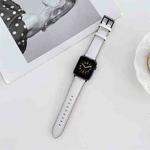 Oil Edge Bright Surface Leather Watch Band For Apple Watch Ultra 49mm / Series 8&7 45mm / SE 2&6&SE&5&4 44mm / 3&2&1 42mm(White)