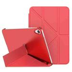 For iPad mini 6 Double-sided Matte Translucent PC Deformation Tablet Leather Case with Holder & Sleep / Wake-up Function(Red)