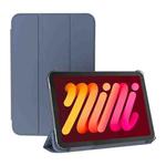 For iPad mini 6 Double-sided Matte Translucent PC Tablet Leather Case with 3-folding Holder & Sleep / Wake-up Function(Dark Blue)