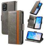 For Doogee N40 Pro CaseNeo Splicing Dual Magnetic Buckle Leather Case with Holder & Card Slots & Wallet(Grey)