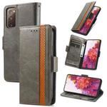 For Samsung Galaxy S20 FE CaseNeo Splicing Dual Magnetic Buckle Leather Case with Holder & Card Slots & Wallet(Grey)