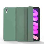 For iPad mini 6 Double-sided Matte TPU Tablet Leather Case with 3-folding Holder & Sleep / Wake-up Function(Dark Night Green)