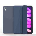 For iPad mini 6 Double-sided Matte TPU Tablet Leather Case with 3-folding Holder & Sleep / Wake-up Function(Dark Blue)