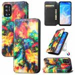 For Doogee N40 Pro CaseNeo Colorful Magnetic Leather Case with Holder & Card Slot & Wallet(Colorful Cloud)