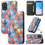 For Doogee N40 Pro CaseNeo Colorful Magnetic Leather Case with Holder & Card Slot & Wallet(Rhombus Mandala)