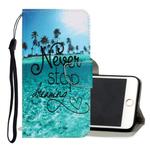 For iPhone 6 / 6s 3D Colored Drawing Horizontal Flip PU Leather Case with Holder & Card Slots & Wallet(Blue Coconut Grove)