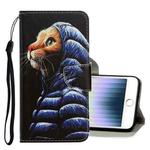 For iPhone SE 2022 / SE 2020 / 8 / 7 3D Colored Drawing Horizontal Flip PU Leather Case with Holder & Card Slots & Wallet(Down Jacket Cat)