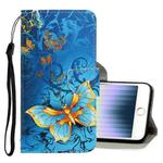 For iPhone SE 2022 / SE 2020 / 8 / 7 3D Colored Drawing Horizontal Flip PU Leather Case with Holder & Card Slots & Wallet(Jade Butterfly)