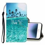 For iPhone SE 2022 / SE 2020 / 8 / 7 3D Colored Drawing Horizontal Flip PU Leather Case with Holder & Card Slots & Wallet(Coconut Tree)