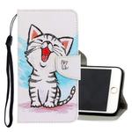 For iPhone 8 Plus / 7 Plus 3D Colored Drawing Horizontal Flip PU Leather Case with Holder & Card Slots & Wallet(Red Mouth Cat)