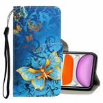 For iPhone 11 3D Colored Drawing Horizontal Flip PU Leather Case with Holder & Card Slots & Wallet(Jade Butterfly)