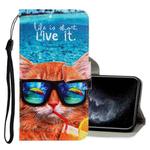For iPhone 11 Pro 3D Colored Drawing Horizontal Flip PU Leather Case with Holder & Card Slots & Wallet(Underwater Cat)